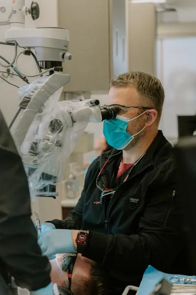 Dr. Jeffrey Allred performing a cosmetic dentistry procedure at Allred Dental