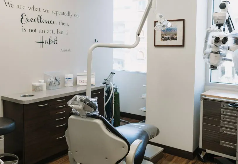the dental exam room at Allred Dental in San Marcos, CA
