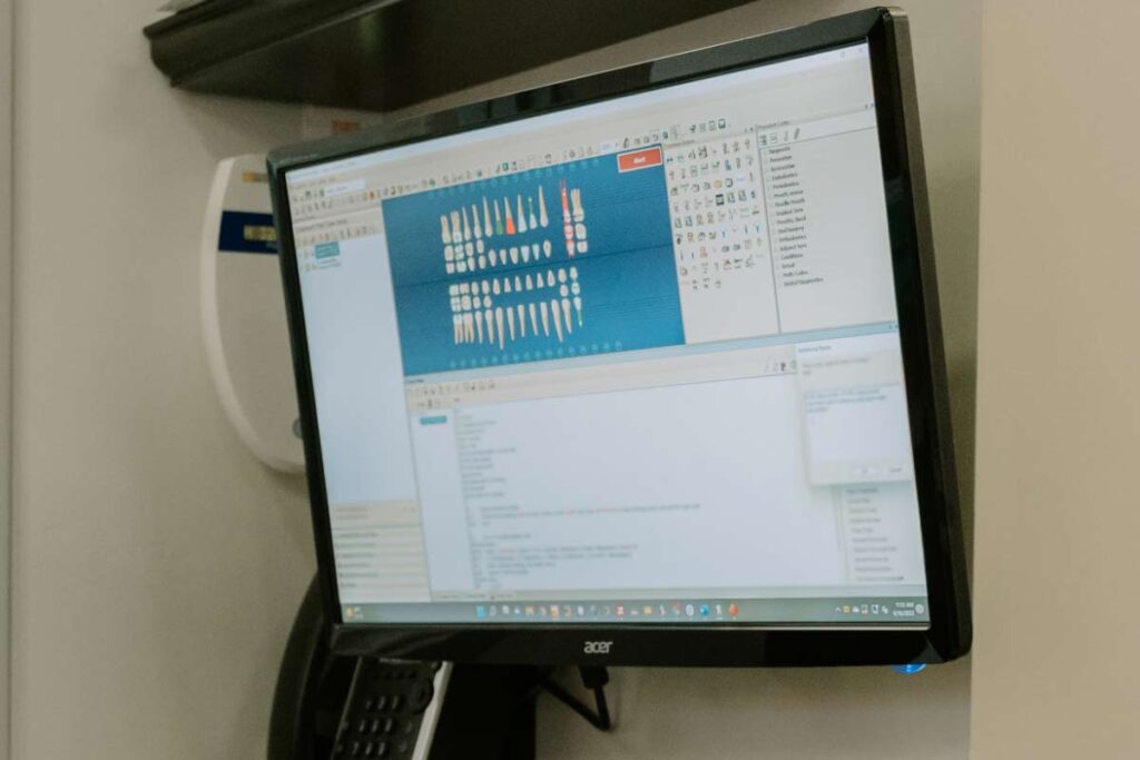 monitor used to review patient's dental X-rays at Allred Dental