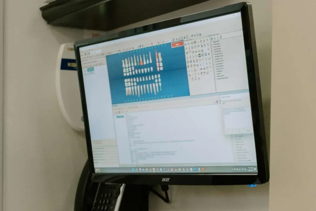 monitor used to review patient's dental X-rays at Allred Dental